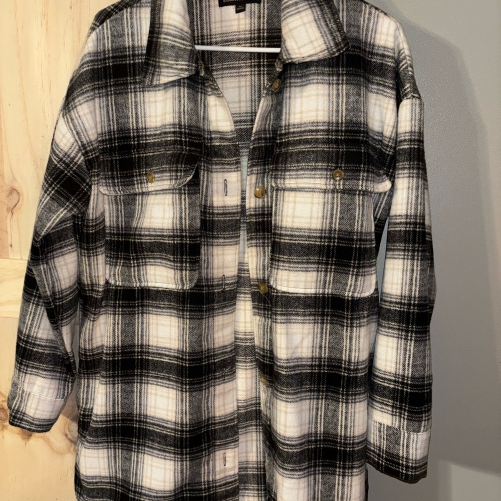Banana Republic Plaid Shirt - Black and Cream - Picture 1 of 2